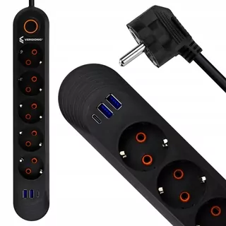 5 m predlžovací kábel s 3xUSB prepínačom prepätia 5 SOCKET